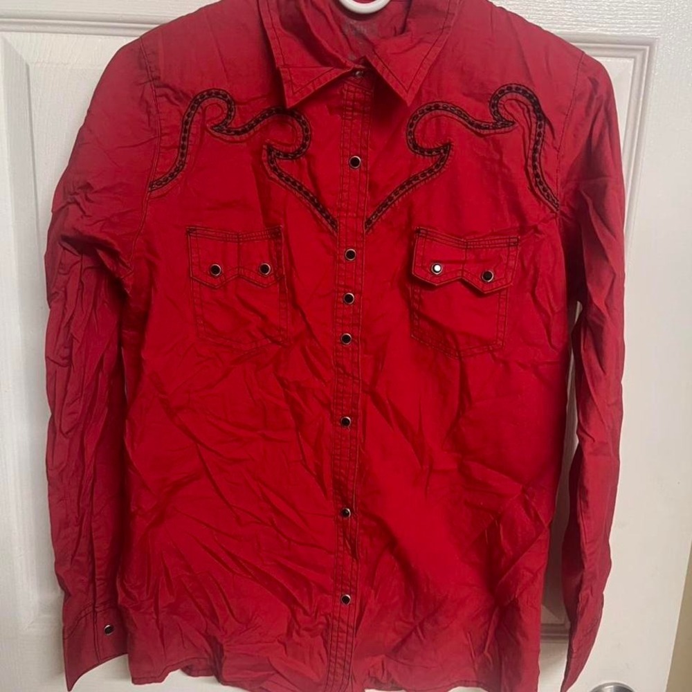 Red Rock by Wrangler button up shirt with snake and wings design #y2k #goth